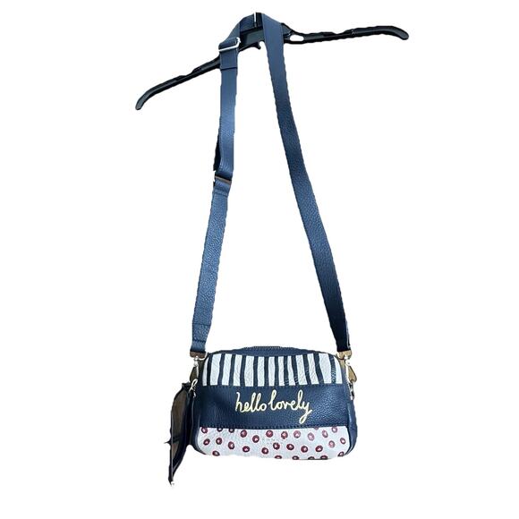 Radley London Hello Lovely Navy Grey Leather Small Crossbody Bag Luxury Dual zip - Picture 5 of 16